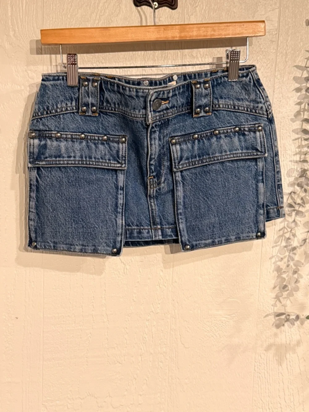 We the Free Hera Studded Denim Mini Skirt NWOT Juno